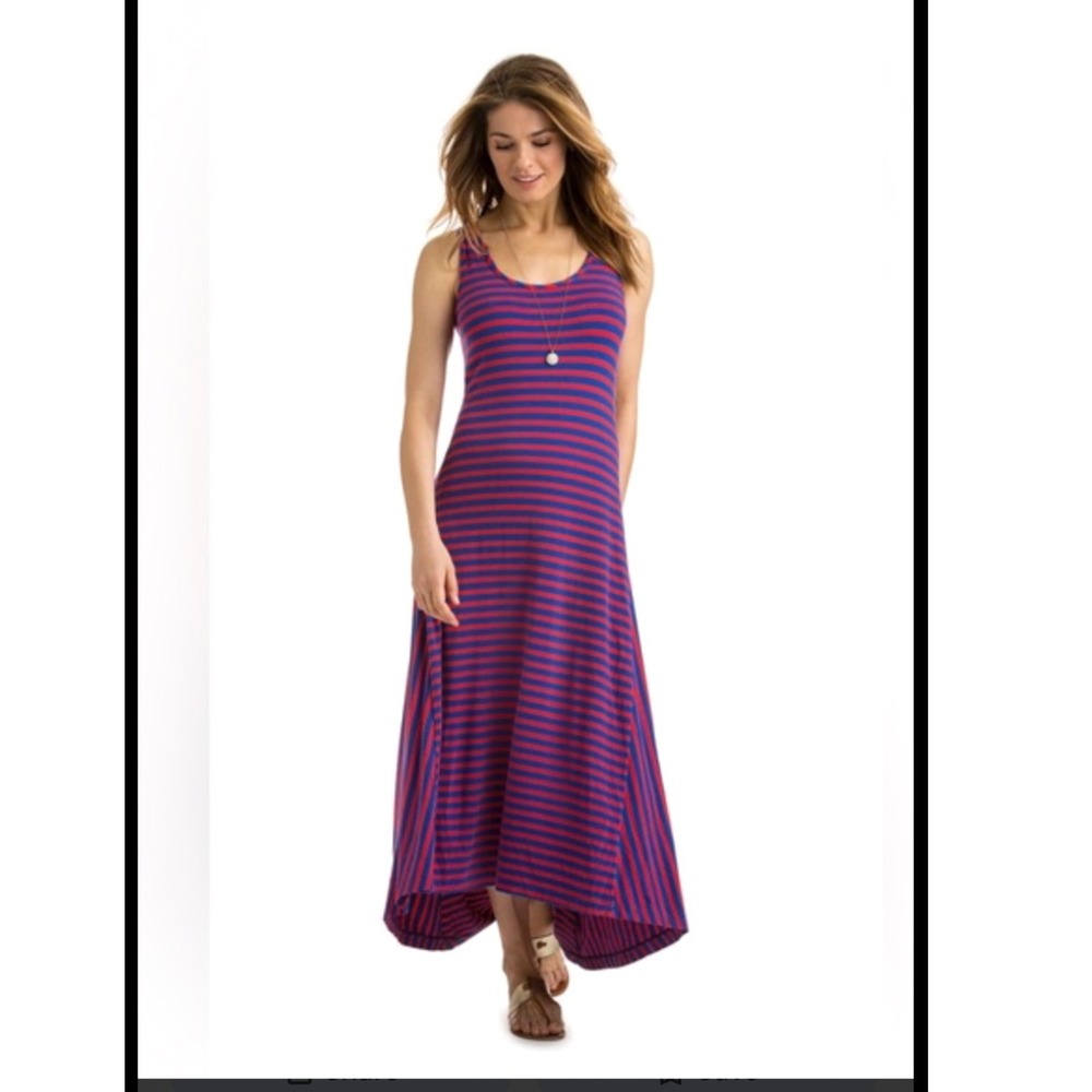 Vineyard Vines Soft Striped Hi Low Maxi Dress Large vacation coastal Preppy
